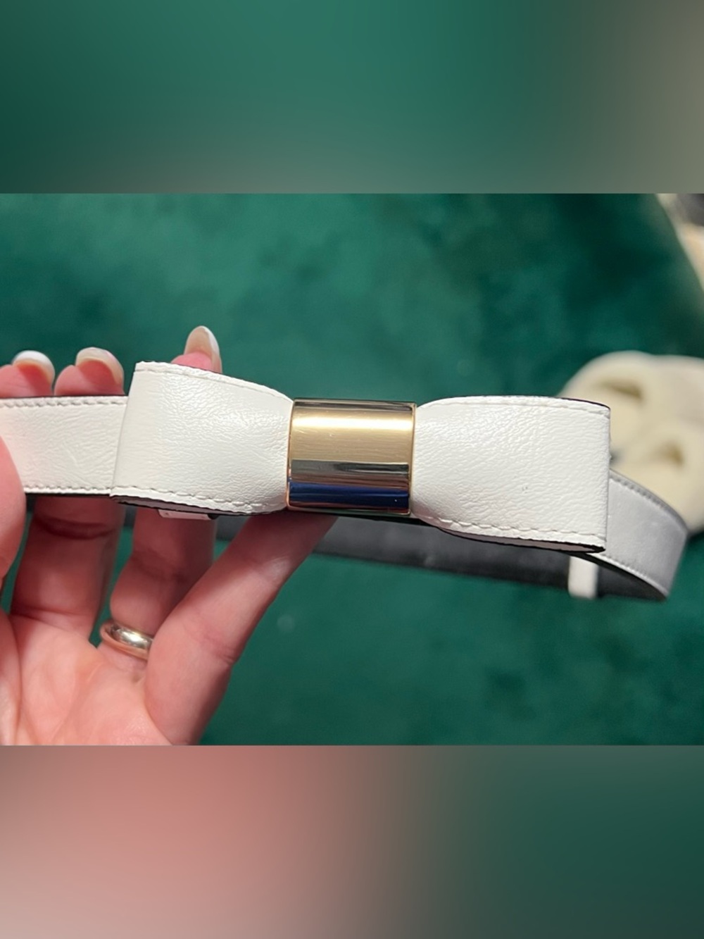 The Limited White Bow adjustable belt with Gold Accent